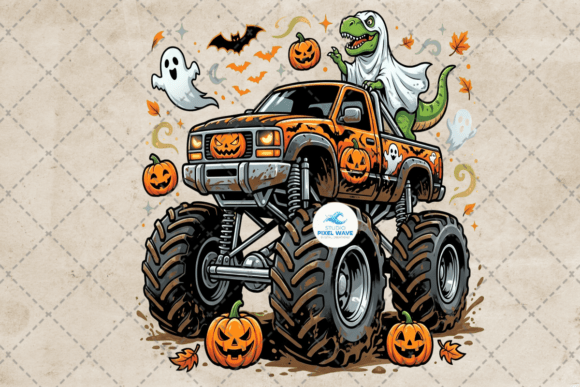 Download T-Rex Riding Monster Truck Halloween Png - Premium Bundle