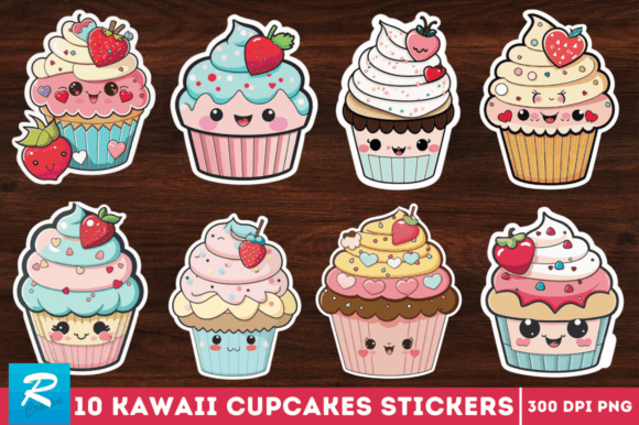 Download Kawaii Cupcakes Valentine Stickers Png - Stickers Collection