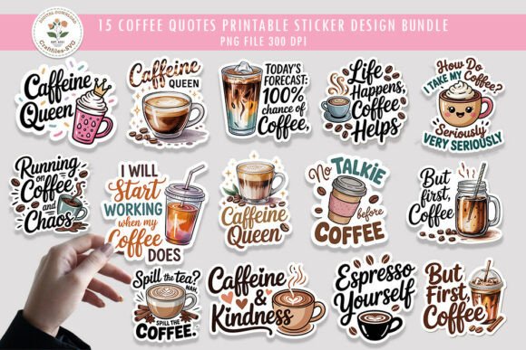 Download Coffee Quotes Printable Sticker Bundle - Printable Collection