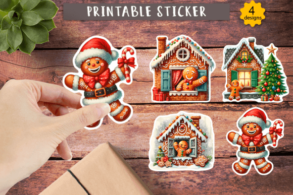 Download Christmas Gingerbread Gift Stickers - Stickers Collection