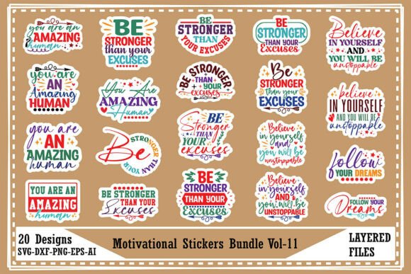 Download Motivational Stickers Bundle Vol-11 - Stickers Collection