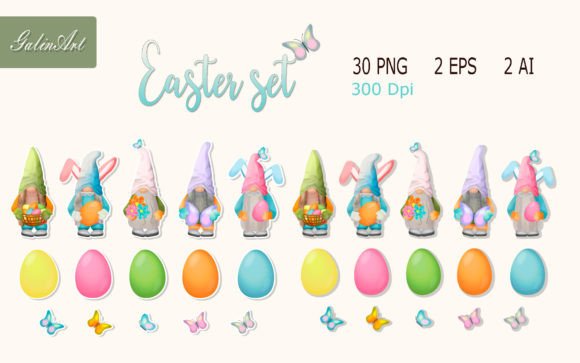 Download Easter Set with Gnomes, PNG. Stickers. - Stickers Collection