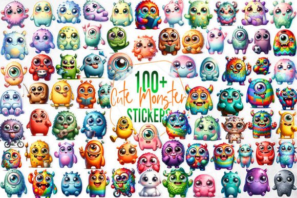 Download 100+ Cute Monster Stickers Bundle - Stickers Collection